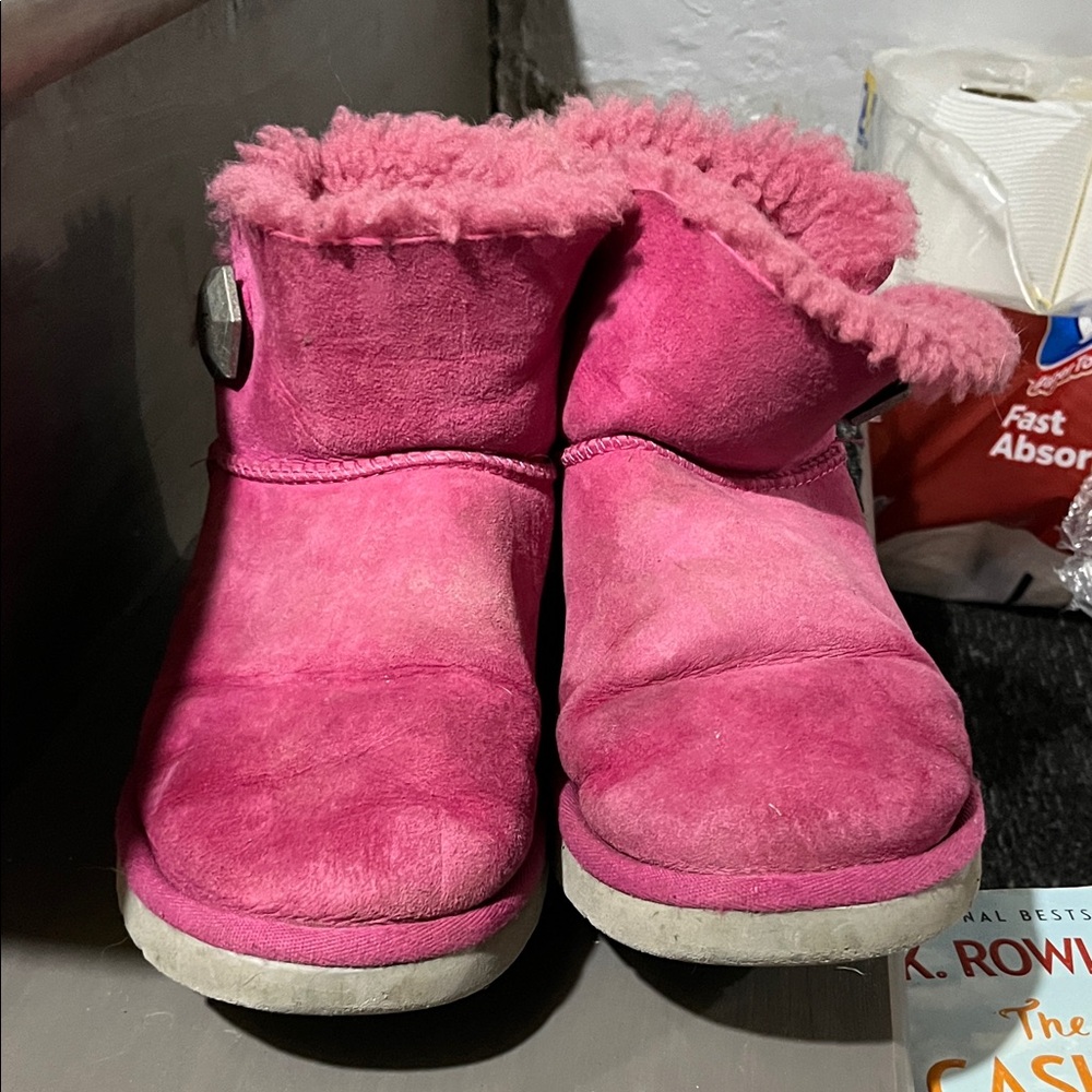 UGG Pink Suede Shearling Boots